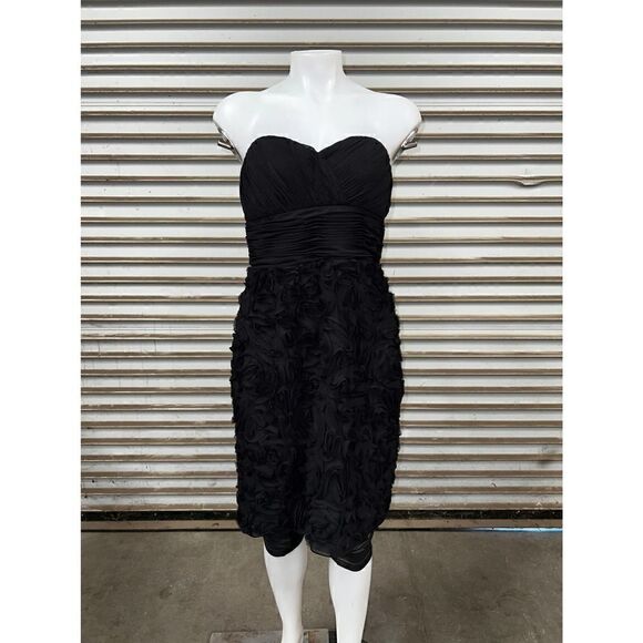 JS Collections dress Strapless Chiffon evening Black sweetheart back zip lined - Picture 3 of 10